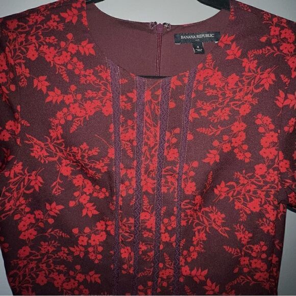 Banana Republic Factory Red Floral Dress - Sz 4 - Picture 3 of 13